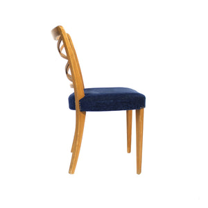 Swedish Modern chair in birch and velvet by Bodafors, attributed to Bertil Fridhagen, 1950s
