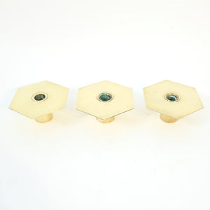 Sigurd Persson, set of 3 brass Romb candle holders, 1980s