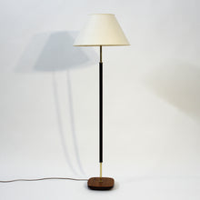 Load image into Gallery viewer, Swedish mid-century floor lamp in teak, brass and leather, 1960s
