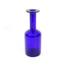 Load image into Gallery viewer, Otto Brauer, blue glass bottle for Holmegaard, 1960s