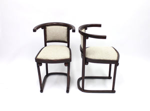 Cabaret Fledermaus chairs by Josef Hoffmann for Thonet, Set of 2