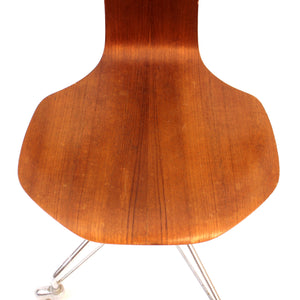 Arne Jacobsen, teak desk chair "T-chair, model 3113, Fritz Hansen, 1963