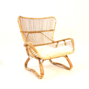 Vintage bambu & rattan lounge chair, 1950s