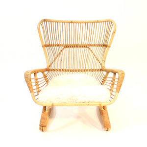 Vintage bambu & rattan lounge chair, 1950s