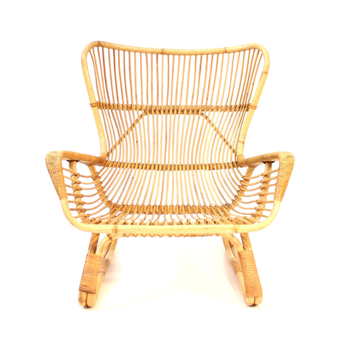 Vintage bambu & rattan lounge chair, 1950s
