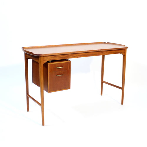 Swedish Mahogany desk two drawers, 1950s
