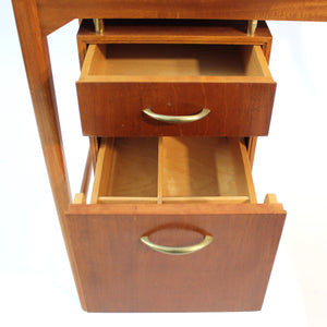 Swedish Mahogany desk two drawers, 1950s