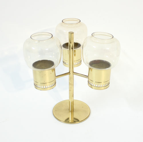 Hans-Agne Jakobsson, brass candle holder for 3 candles, model L-67, 1960s