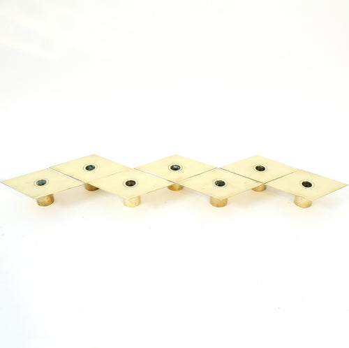 Sigurd Persson, set of 7 brass Romb candle holders, 1980s