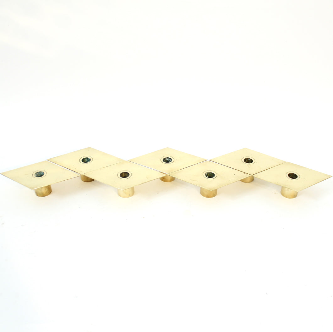 Sigurd Persson, set of 7 brass Romb candle holders, 1980s
