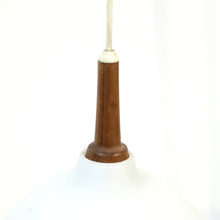 Load image into Gallery viewer, Hans-Agne Jakobsson, teak and opaline glass ceiling lamp, 1950s