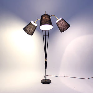 Swedish mid-century floor lamp with 3 lights, 1950s