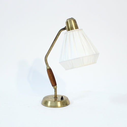 ASEA, brass and teak desk / table lamp, 1950s