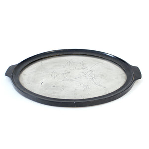 Scandinavian Art Deco pewter and ebonized wood tray, 1930s