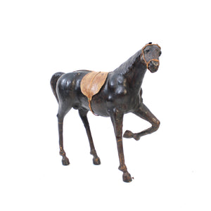 Large size horse model in genuine leather, 1970s