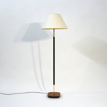 Load image into Gallery viewer, Swedish mid-century floor lamp in teak, brass and leather, 1960s