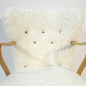 Swedish sheepskin lounge chair, attr. to Erik Bertil Karlén, 1940s