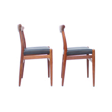 Load image into Gallery viewer, Hans Wegner, pair of Teak and leather dining chairs, model W2 for C.M. Madsen, 1960s