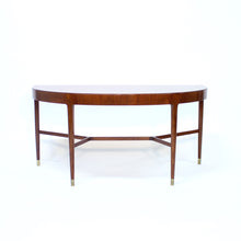 Load image into Gallery viewer, Swedish semicircular mid-century Mahogany side table on brass feet, 1940s