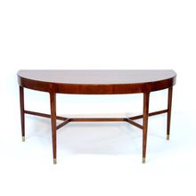 Load image into Gallery viewer, Swedish semicircular mid-century Mahogany side table on brass feet, 1940s