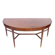 Load image into Gallery viewer, Swedish semicircular mid-century Mahogany side table on brass feet, 1940s
