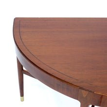 Load image into Gallery viewer, Swedish semicircular mid-century Mahogany side table on brass feet, 1940s