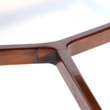 Load image into Gallery viewer, Swedish semicircular mid-century Mahogany side table on brass feet, 1940s