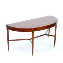 Load image into Gallery viewer, Swedish semicircular mid-century Mahogany side table on brass feet, 1940s