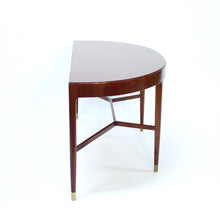Load image into Gallery viewer, Swedish semicircular mid-century Mahogany side table on brass feet, 1940s