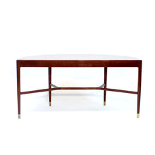 Load image into Gallery viewer, Swedish semicircular mid-century Mahogany side table on brass feet, 1940s