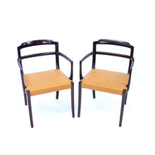 Load image into Gallery viewer, Ole Wanscher, set of 6 Danish leather and Mahogany dining chairs for CADO, 1960s