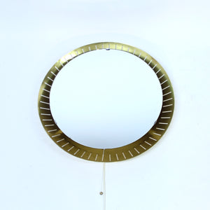 Italian backlit brass mirror by Stilnovo, 1960s