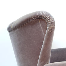 Load image into Gallery viewer, Oversized Swedish Modern Lounge chair in grey velvet, 1940s