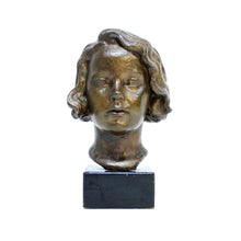 Load image into Gallery viewer, Bronze bust / sculpture depicting a girl, signed J.G, Swedish, ca 1940s