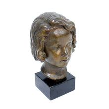 Load image into Gallery viewer, Bronze bust / sculpture depicting a girl, signed J.G, Swedish, ca 1940s