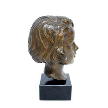 Load image into Gallery viewer, Bronze bust / sculpture depicting a girl, signed J.G, Swedish, ca 1940s