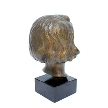 Load image into Gallery viewer, Bronze bust / sculpture depicting a girl, signed J.G, Swedish, ca 1940s