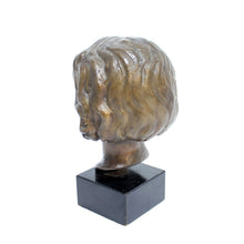 Load image into Gallery viewer, Bronze bust / sculpture depicting a girl, signed J.G, Swedish, ca 1940s