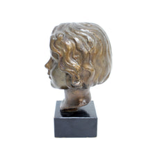 Load image into Gallery viewer, Bronze bust / sculpture depicting a girl, signed J.G, Swedish, ca 1940s