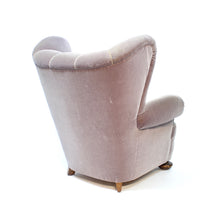 Load image into Gallery viewer, Oversized Swedish Modern Lounge chair in grey velvet, 1940s