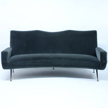 Load image into Gallery viewer, Italian curved mid-century velvet sofa, 1950s