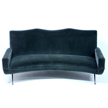 Load image into Gallery viewer, Italian curved mid-century velvet sofa, 1950s