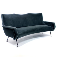 Load image into Gallery viewer, Italian curved mid-century velvet sofa, 1950s