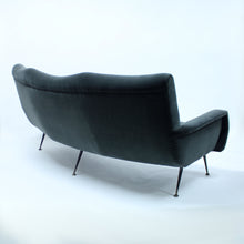 Load image into Gallery viewer, Italian curved mid-century velvet sofa, 1950s