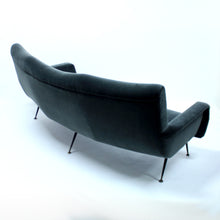 Load image into Gallery viewer, Italian curved mid-century velvet sofa, 1950s