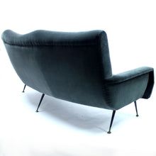 Load image into Gallery viewer, Italian curved mid-century velvet sofa, 1950s