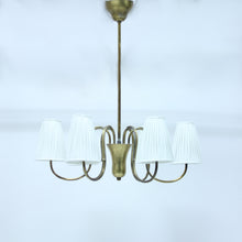 Load image into Gallery viewer, Swedish Modern, 6-light brass chandelier, 1930s/1940s
