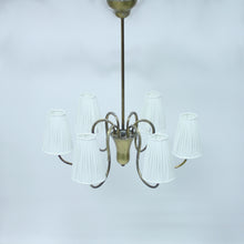 Load image into Gallery viewer, Swedish Modern, 6-light brass chandelier, 1930s/1940s