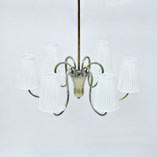 Load image into Gallery viewer, Swedish Modern, 6-light brass chandelier, 1930s/1940s