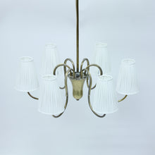 Load image into Gallery viewer, Swedish Modern, 6-light brass chandelier, 1930s/1940s